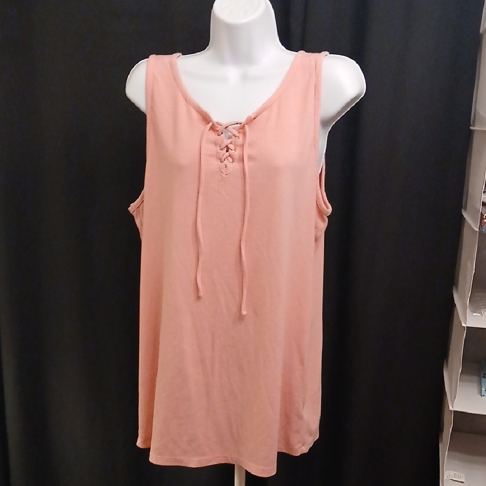 Torrid Blush Lace-Up Tank Top